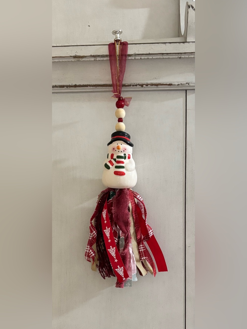 Whimsey Festive Jolly Mr. Snowman Tassel Ornament